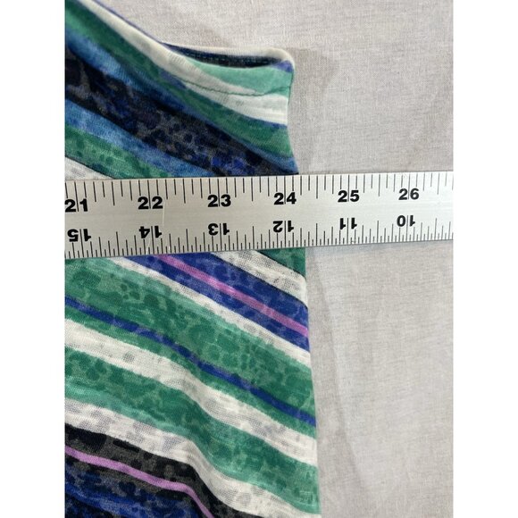 Catherines Women's 22/24WP Petite Green And Blue Striped Tank Blouse - Picture 4 of 6
